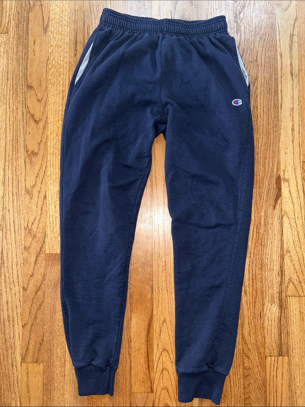 Champion Men’s Navy Blue Fleece Joggers with Grey Pocket Trim MD